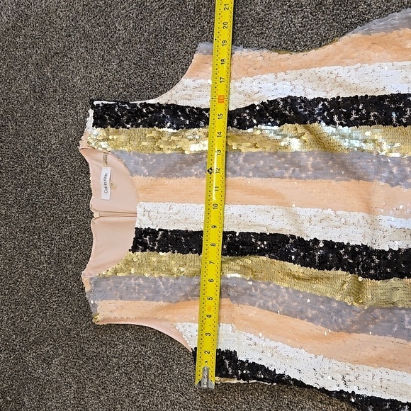 Calvin Klein Women Striped Sequin Sheath Dress sz 12 - Picture 5 of 12
